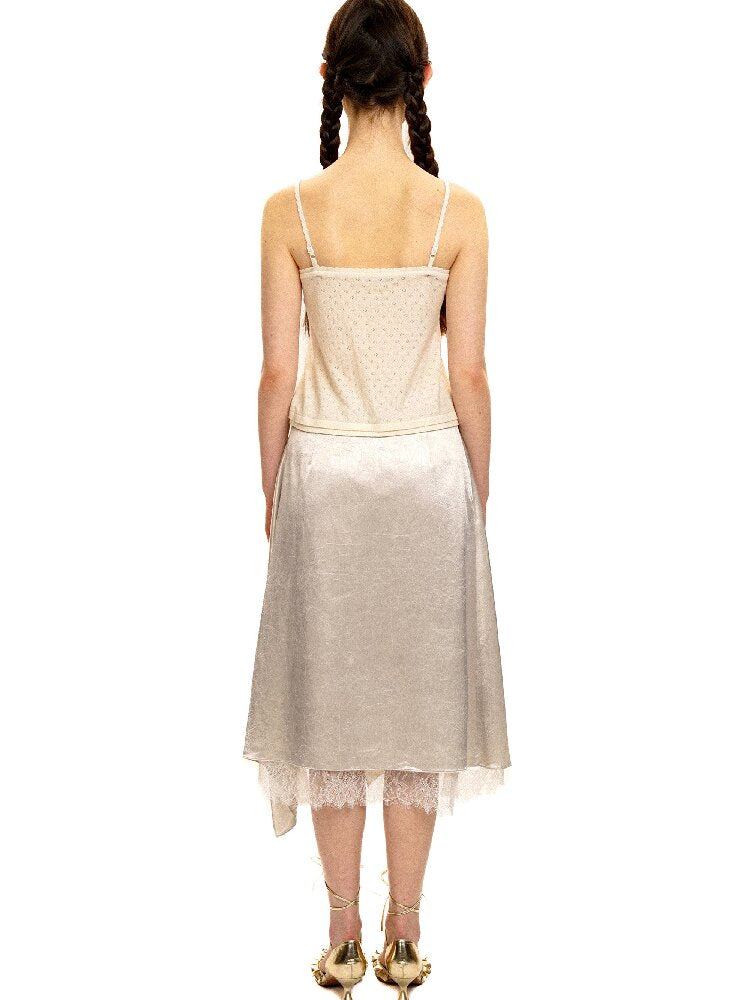Breathable Lace Knit Top Skirt Set【s0000017442】