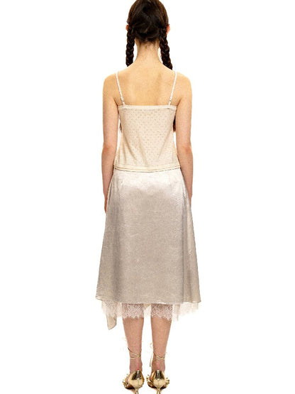 Breathable Lace Knit Top Skirt Set【s0000017442】