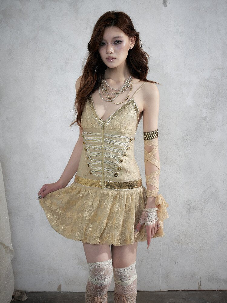 Vintage Court Punk Sequin Dress【s0000017858】
