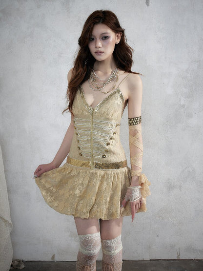 Vintage Court Punk Sequin Dress【s0000017858】