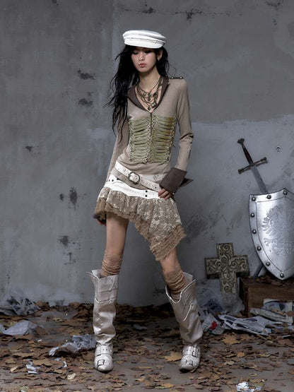 Vintage Punk Knight Slim Fit Shirt【s0000014652】