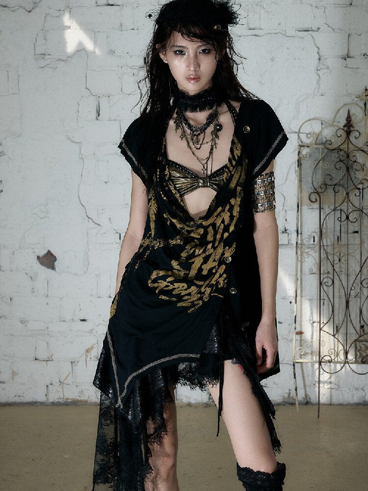 Punk Metallic Bikini Short T-Shirt【s0000016978】