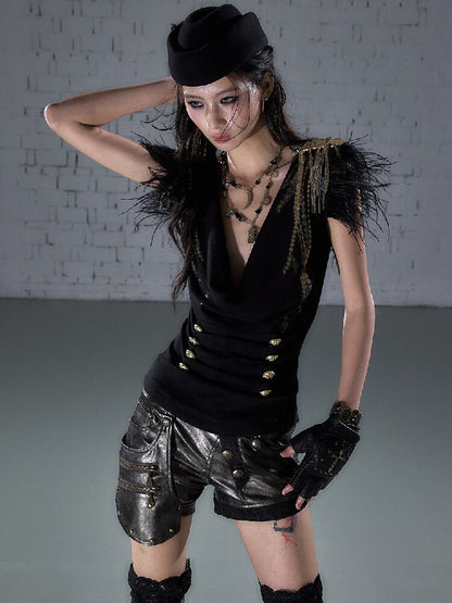 Parched Ostrich Feather Vest【s0000016200】