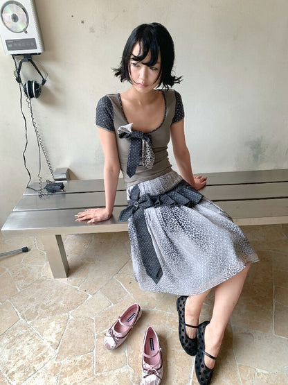 Cross Streamer Leopard Midi Skirt【s0000018088】