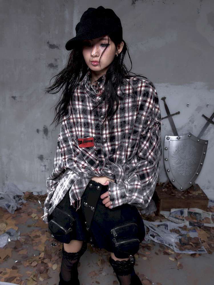 Rock Rebel Punk Check Shirt Jacket【s0000014656】