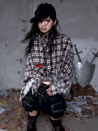 Rock Rebel Punk Check Shirt Jacket【s0000014656】