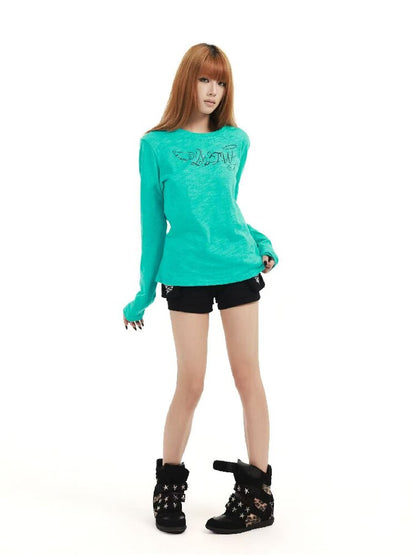 Angel Slogan Cotton Long-Sleeve T【s0000018356】