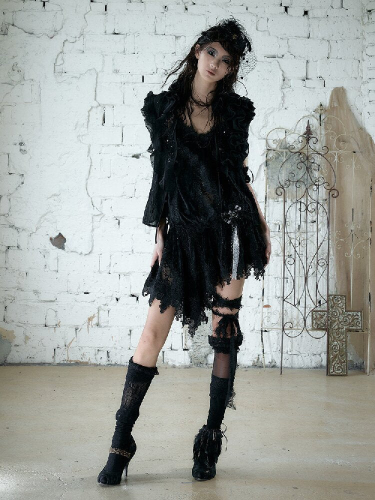 Romantic Velvet Drawstring Slip Dress【s0000016982】