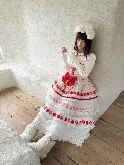 Cake Print Cut-Out Lace Bow Skirt【s0000018542】