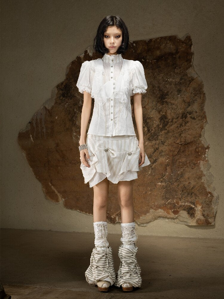 Court Style Dark Punk Puff Shirt【s0000016888】