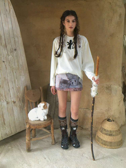 Forest Elf Print Long Sleeve T-Shirt【s0000014898】