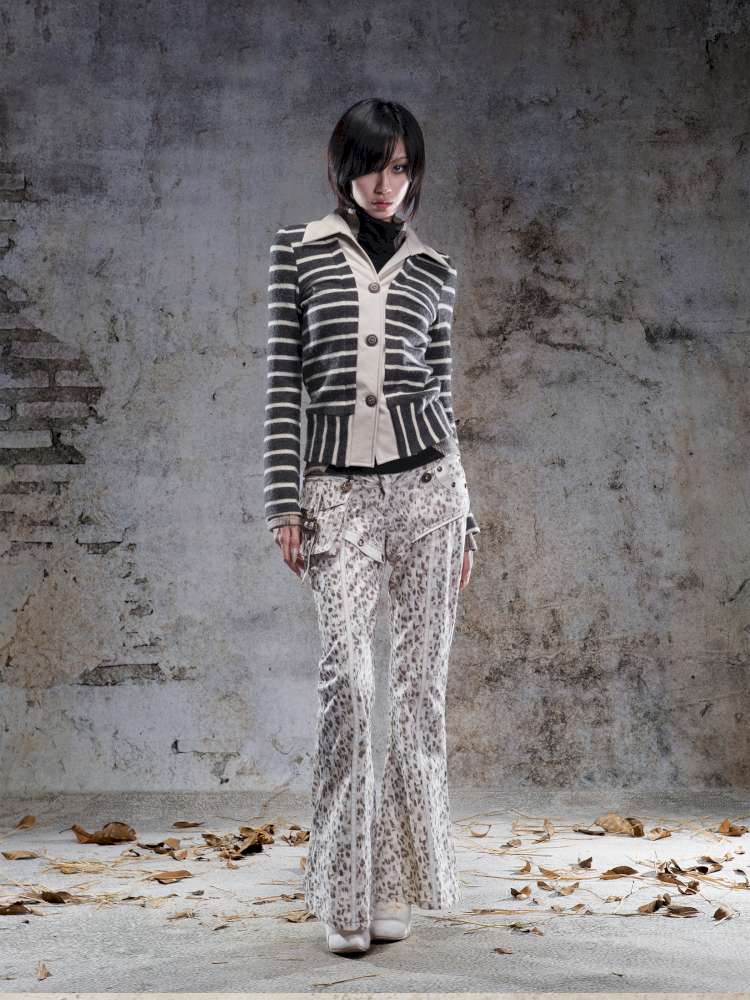 Straight-Leg Flared Low-Rise Pants【s0000014487】