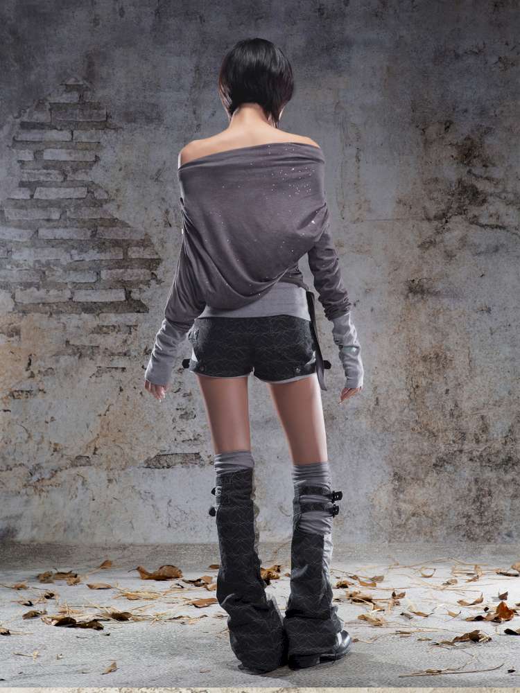 Off-the-shoulder knit top【s0000014488】