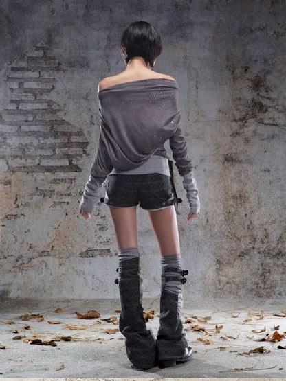 Off-the-shoulder knit top【s0000014488】