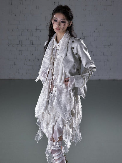 Streamer Snood Chiffon Leather Jacket【s0000015942】