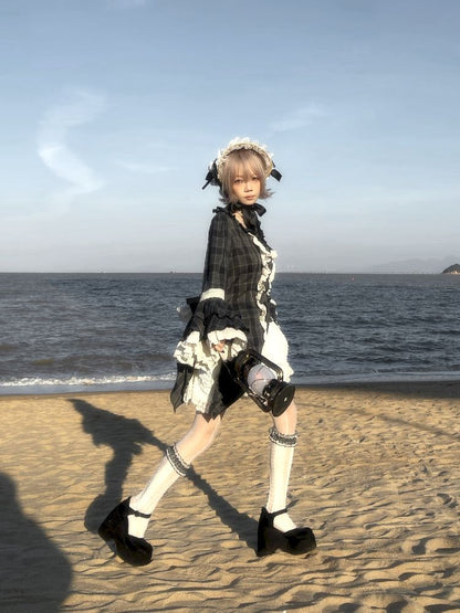 레이스 ji 슬리브 도베 테일 불규칙한 셔츠 [S0000011340]