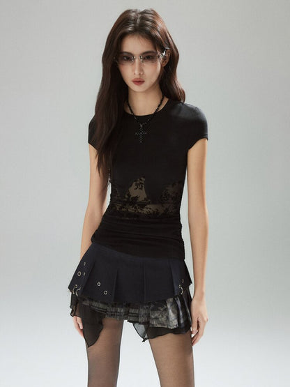 Two-Color Panelled Lyocell Top【s0000015596】