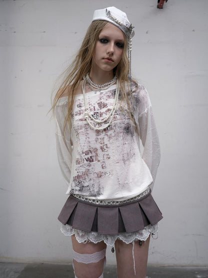 One-shoulder long-sleeved T-shirt【s0000012613】