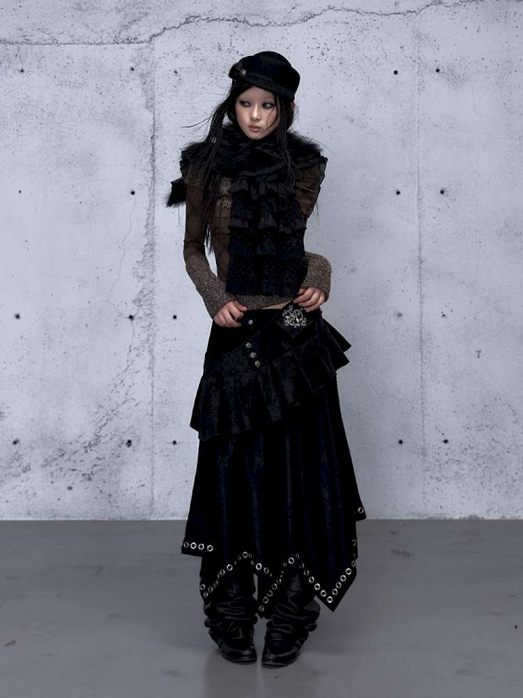 Dark Court Suede Irregular Skirt【s0000014919】