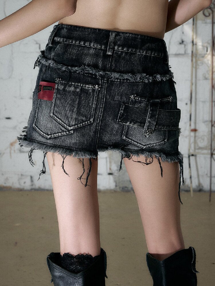 Washed Heavy Work Denim Skirt【s0000017232】