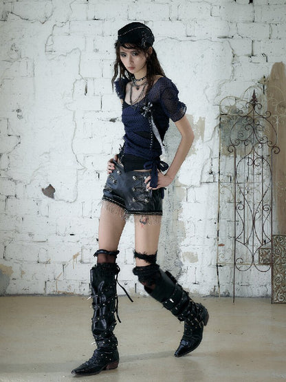 NO RCourt Punk Metal Chain Slim Shorts【s0000017236】
