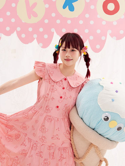 Animal Angel Fly Sleeve Pink Dress【s0000013188】