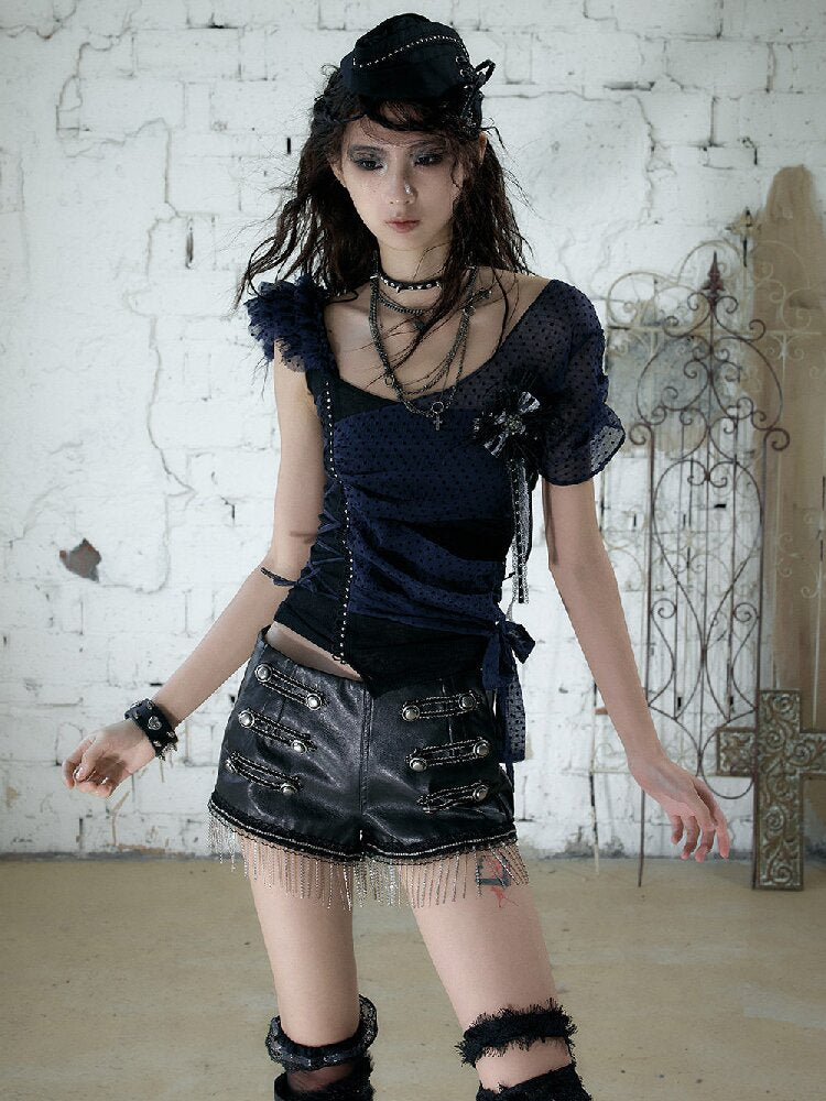 Y2k Retro Asymmetrical Strap T-Shirt【s0000017237】
