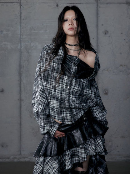 Back leather long sleeve sweater jacket【s0000013477】