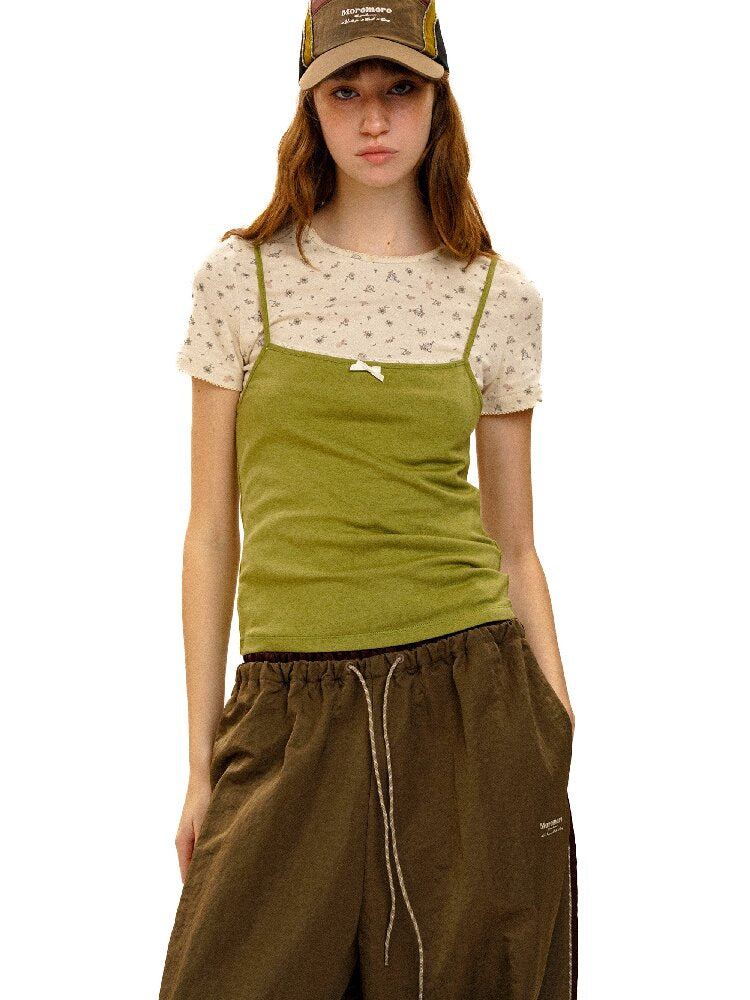 Tencel Wool Bow Strap Basic Top【s0000017924】