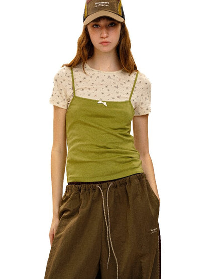 Tencel Wool Bow Strap Basic Top【s0000017924】