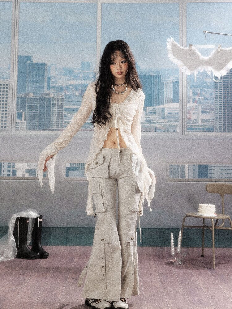 Irregular Ruffled Lace Shirt【s0000016280】