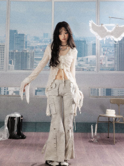 Irregular Ruffled Lace Shirt【s0000016280】