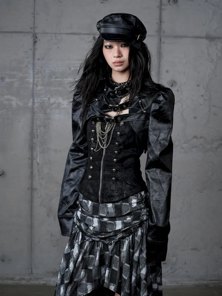 Stand Collar Ultra-Short Leather Jacket【s0000013950】