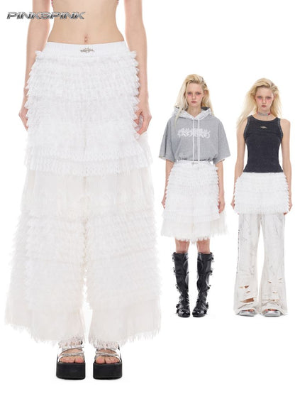 Lace layered loose punk ballet casual pants【s0000012980】