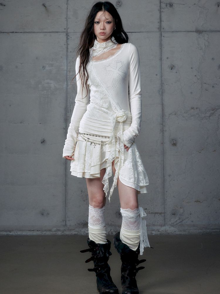 Stacked Neck One-Shoulder Dress【s0000013475】