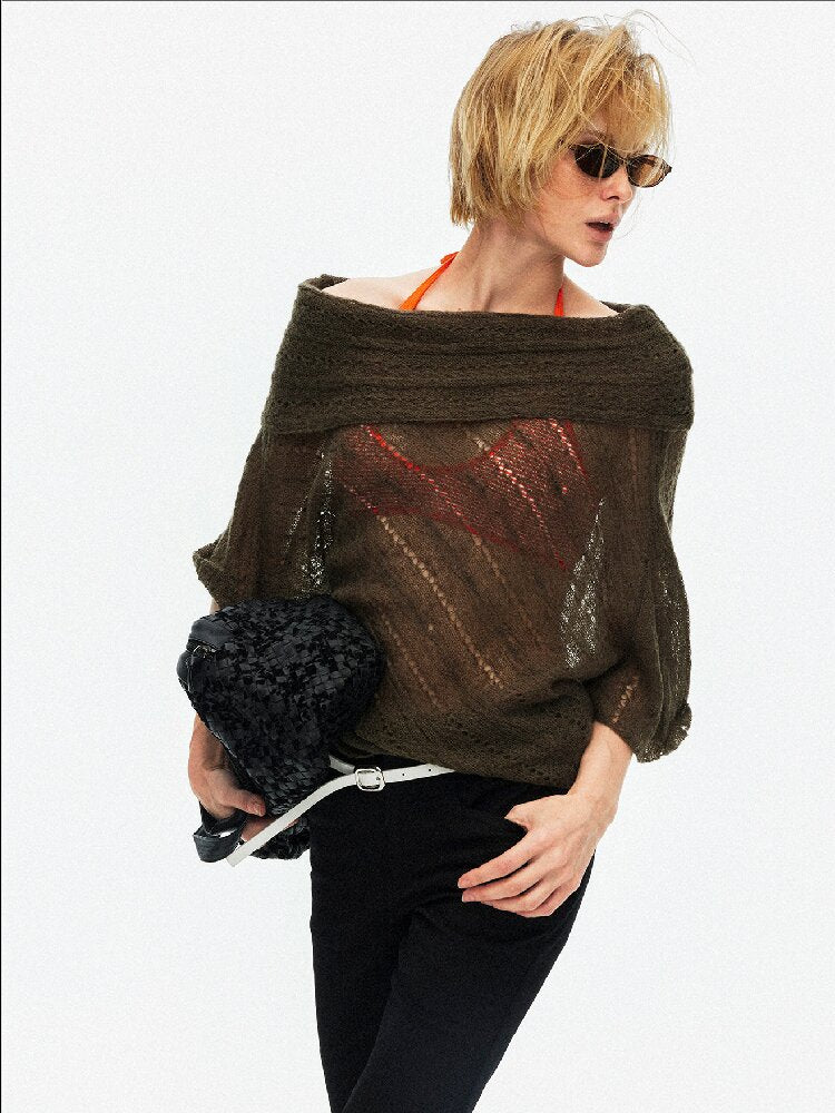 One Shoulder Cut Out Cable Knit【s0000015930】