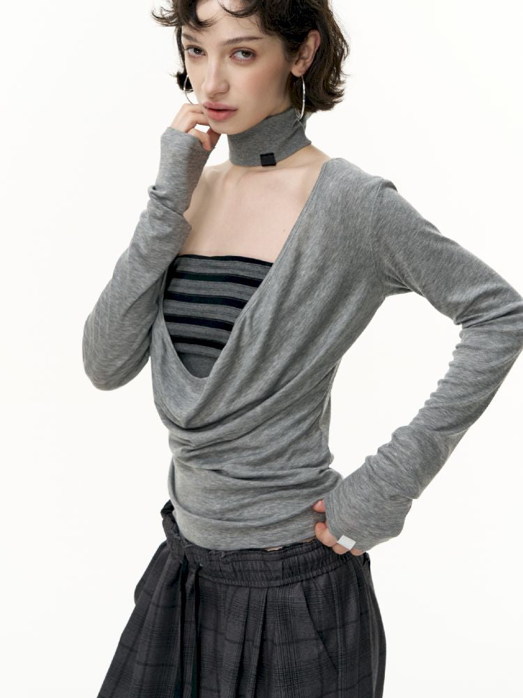 Tencel Lycra swing collar bottoming shirt【s0000013743】