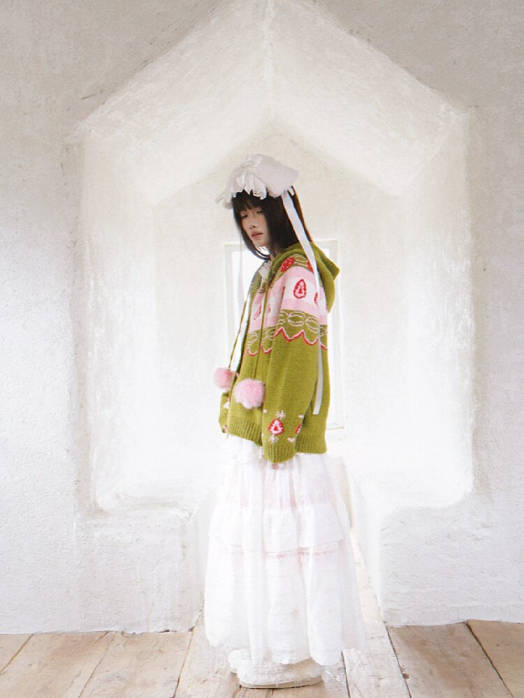 Strawberry Matcha Fair Isle Cardigan【s0000018535】