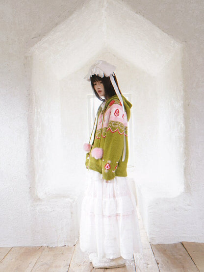 Strawberry Matcha Fair Isle Cardigan【s0000018535】