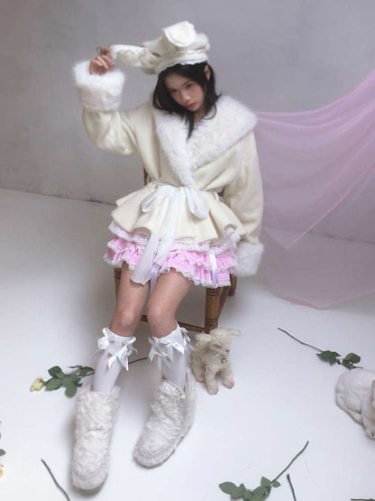 Pink Grid Gradient Lace Short Skirt【s0000014940】