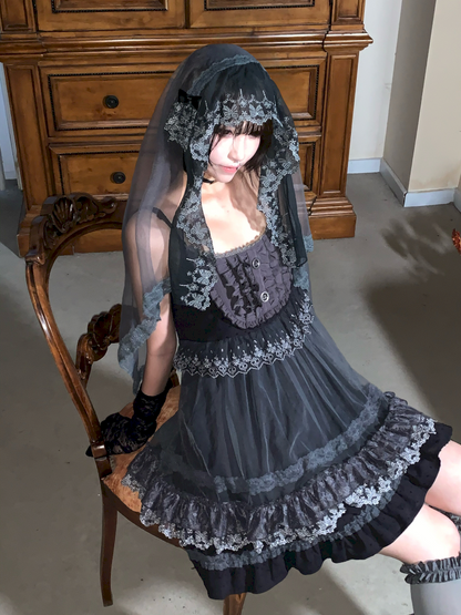 Dark Lolita Lace Mesh Sundress Dress【s0000014684】