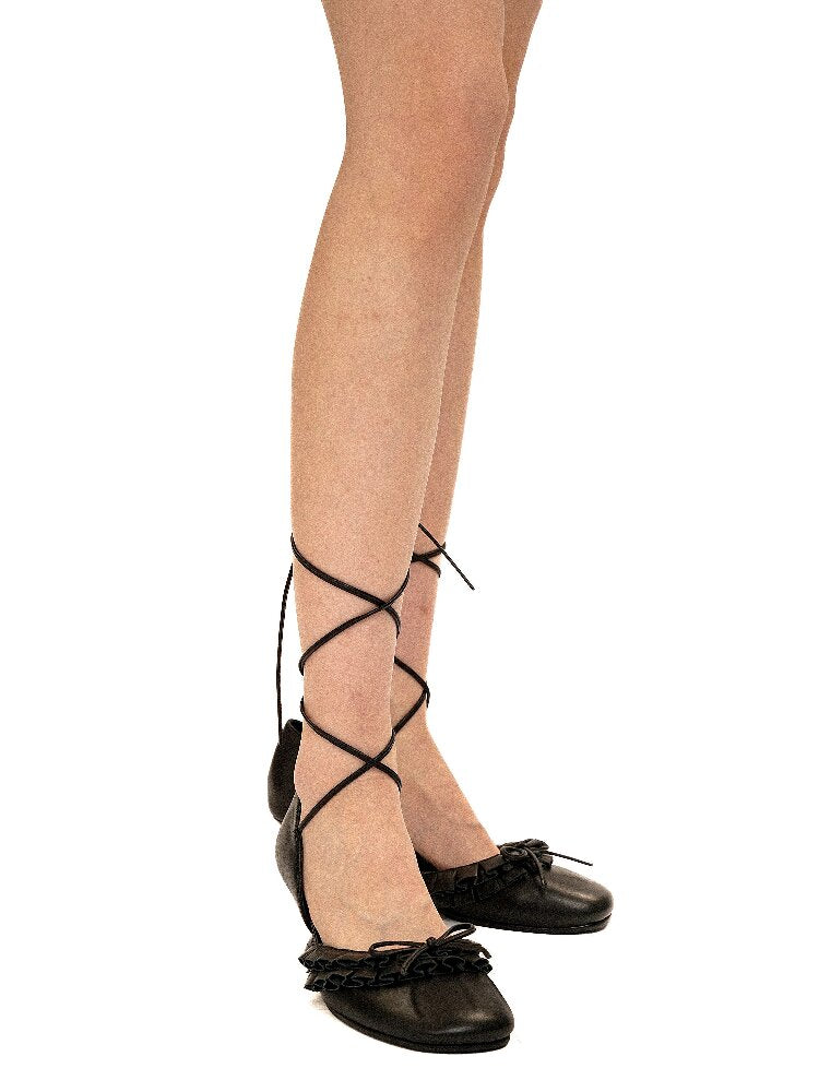 Ruffled Bow Lace Up High Heels【s0000016133】