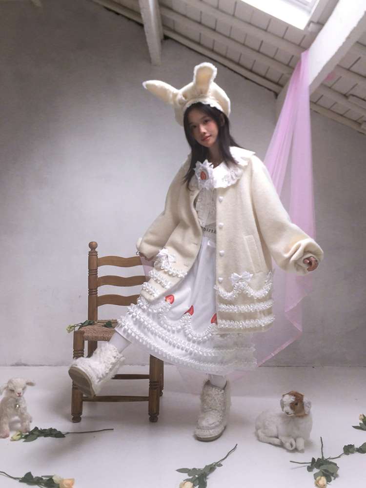 Lace Wool Bubble Sleeve Coat【s0000014532】