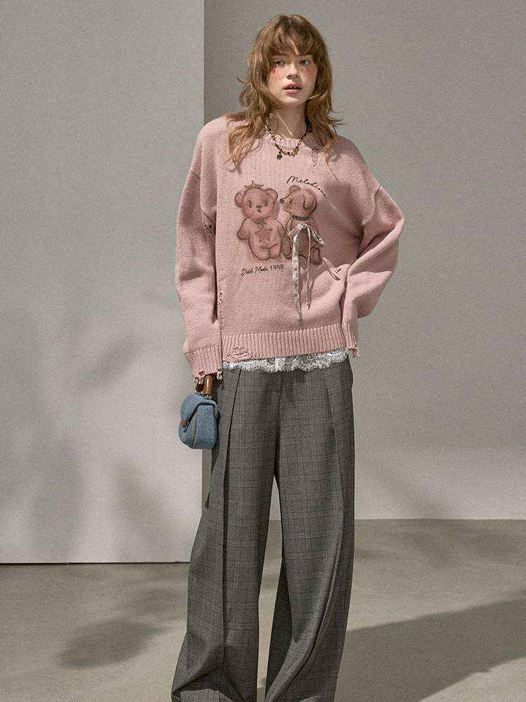Puppy Kissing Bear Sweater Skirt【s0000015068】