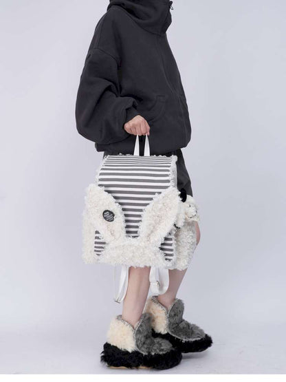Rabbit Ears Fur Computer School Bag【s0000014615】