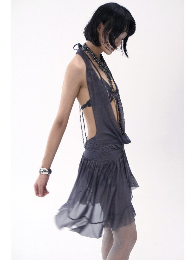 Irregular Hem Mesh Jumpsuit【s0000018481】