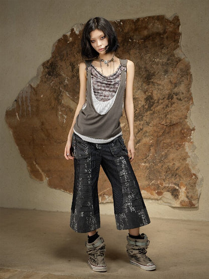 Dark Punk Cropped Bootcut Pants【s0000016887】