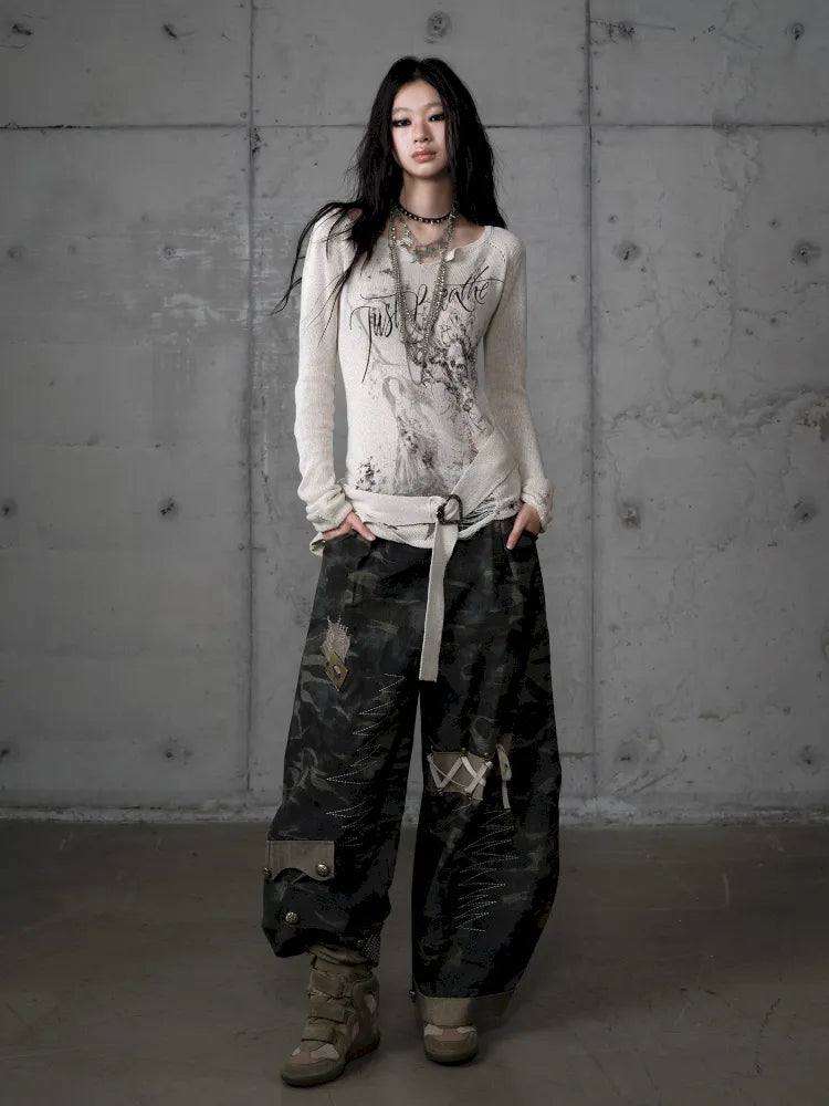 Embroidered Camo Pants【s0000014116】