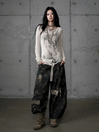 Embroidered Camo Pants【s0000014116】