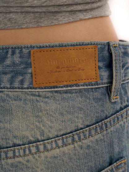 Embroidery Cat Whiskers Vintage Denim Trousers【s0000013445】